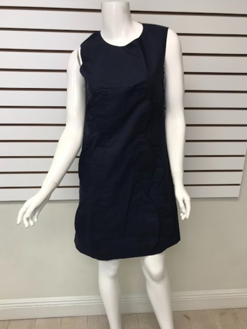 MeiMeij Women's Navy Shift Knee Length Cotton Dress EU 38 US 6/8